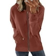thumbnail image 2 of Women's Long Sleeve Hooded Coat Solid Color Casual Sweatshirt with Pockets Winter Plus Size Zipper Outerwear, 2 of 5