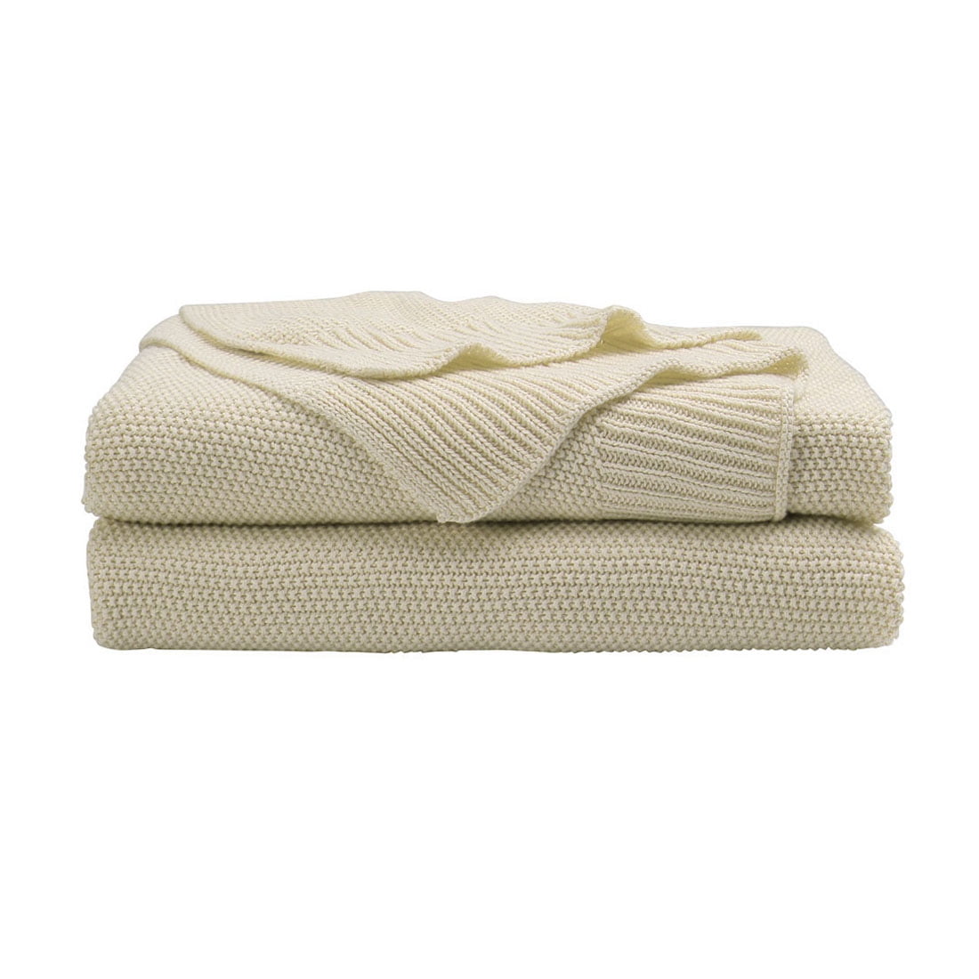 Unique Bargains 100 Cotton Knit Throw Blanket for Bed Sofa, Beige