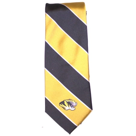 Circle Silk Tie - NCAA Missouri Mizzou Tigers Wide Stripe Silk Necktie