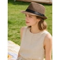 thumbnail image 3 of Gustave 4 Pack Short Brim Fedora Straw Hat for Men Women Classic 1920s Trilby Panama Hat Beach Sun Hat for Summer Casual Travel Gatsby Party, 3 of 7