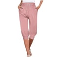 thumbnail image 1 of Capris For Women Casual Print Pants High Waist Bottom Drawstring Joggers Casual Pants, 1 of 6