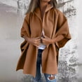 thumbnail image 2 of UYISJ Winter Coats for Women Oversized Cardigans Bat Sleeve Tops Laple Neck Jackets Solid Color Fall Hoodies with Pockets Brown XXL, 2 of 6
