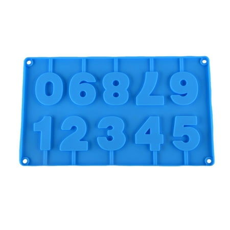 

PhoneSoap Silicone Lollipop Mold Ice Candy Chocolate Moulds Baking Tool 0-9 Number Shaped Blue