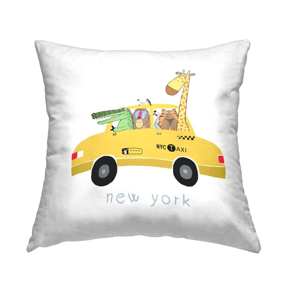 Stupell Industries Wildlife New York Taxi Animals Square Decorative Printed Throw Pillow, 18 x 18,