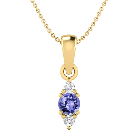 4 MM Round Natural Tanzanite 925 Silver Gold Vermeil Classic Delicate Women Valentines Day Gifts Necklace