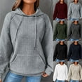 thumbnail image 7 of Brnmxoke Waffle Hoodies for Women 2025 Long Sleeve Loose Fit Plain Hoodie with Pockets Drawstring Hoodies for Women Plus Size Wine,M, 7 of 7