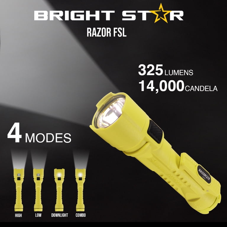 bright star rechargeable flashlight New Responder Pro Flashlight, Extreme Smoke Cutting, Industry Leading 50,000 Candela, UL Certified, Fire, Rescue, Work, Rechargeable, LED, Waterproof, Industrial, Emergency, Made in USA The flashlight handle provides space to accommodate many kinds of work glove Bright Star 120-60100 Razor 3