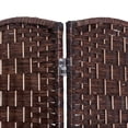 thumbnail image 6 of HOMCOM 6' Tall Wicker Weave 4 Panel Room Divider Privacy Screen - Brown, 6 of 9