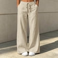 thumbnail image 2 of Wiholl Wide Leg Pants for Women Flowy Palazzo Drawstring Elastic Waist Trousers with Pockets Summer Beach Vacation Clothes, 2 of 6