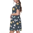 thumbnail image 2 of Haiem Cartoon Animals Pattern Women's Short-Sleeve Scoop Neck Swing Dress, 2 of 6