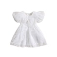 thumbnail image 1 of Faithtur Enfants Robe de Fille, Manches Courtes Col Rond Bowknot Fleur Imprimé d'Été une Ligne Robe, 1 of 9