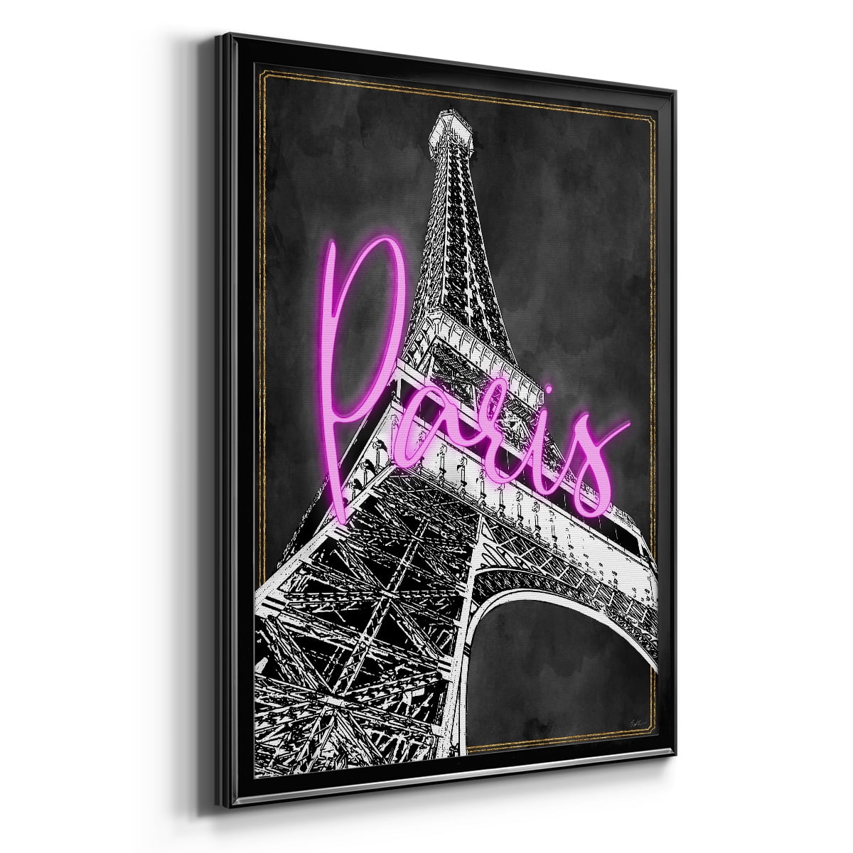 Neon Nights In Paris Premium Classic Framed Print - Ready to Hang