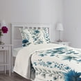 thumbnail image 3 of Ambesonne Blue Quilted Bedspread Set 2 Pcs, Flowers Berry Branches Leaves, Twin Size, Slate Blue and Sea Blue, 3 of 4