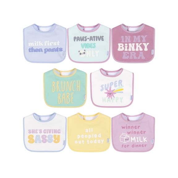 Onesies Brand by Gerber Baby Girl 8pk Drooling Bibs, One Size