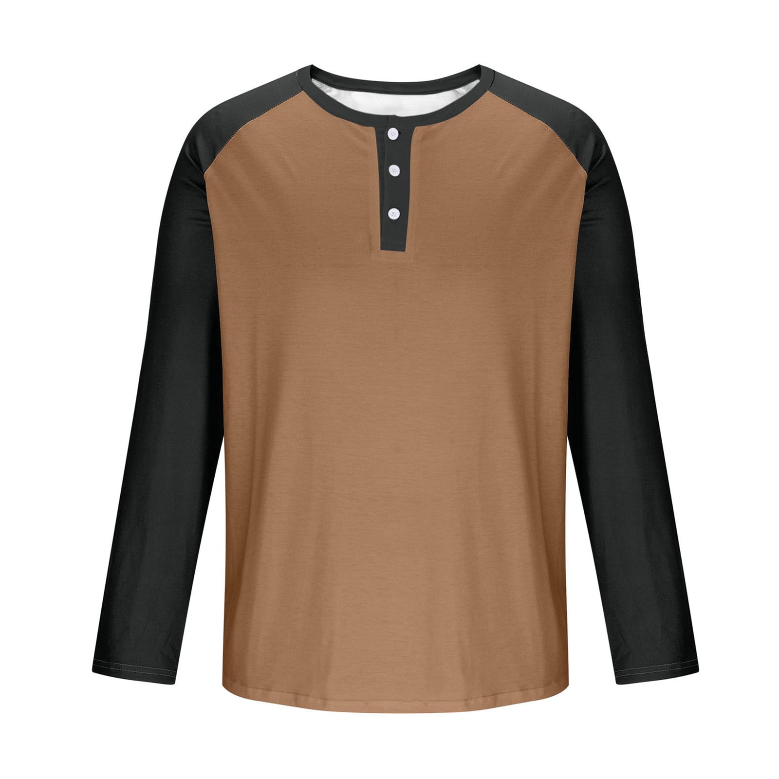 AnuYalue Mens Big and Tall Henley Shirts Lightweight 3/4 Sleeve Baseball T-Shirt Fashion Color Block Tee Fall Winter Athletic Tops