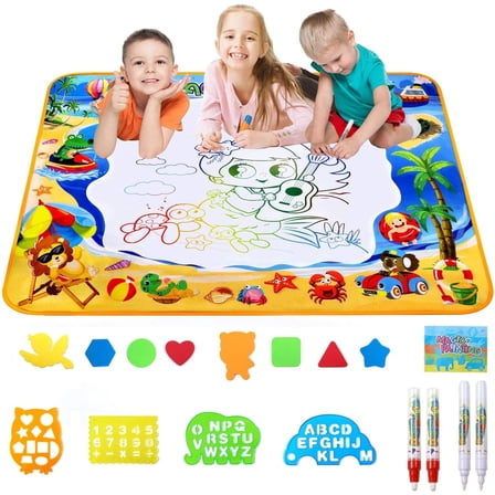 Water Doodle Mat, 40x32 inches Water Drawing Mats for Toddlers, Water Drawing Mat, Painting Mat Kids Educational Learning Toys for Over 1 Year Old Girl Birthday Gifts