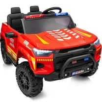 Hikiddo 12V Ride on Toy Truck, 2 Seater Kids Electric Cars for Girl Boy with Remote, Megaphone - Red