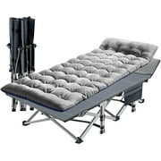 ABORON Folding Camping Cot Bed ,With Removeable Mattress for Adults,Portable Outdoor Cots with 2 Sided Mattress & Carry Bag