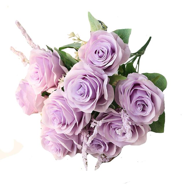 Flores de rosas azules artificiales Flor de rosa de seda Púrpura Afortunado Sencillez