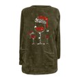 thumbnail image 4 of Lovskoo Women's Fuzzy Fleece Pullover Tops Round Neck Long Sleeve Pocket Printed Winter Thick Warm Plush Top Olive Green, 4 of 5