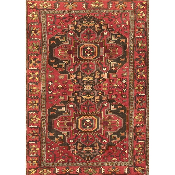 Ahgly Company Machine Washable Indoor Rectangle Persian Brown Traditional Area Rugs, 7' x 9'