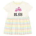 thumbnail image 3 of Inktastic Little Sister Girls Lil Sis Flamingo Girls Baby Dress, 3 of 5
