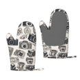 thumbnail image 1 of ZNDUO Kitchen Oven Gloves, Durable Heat Resistant Oven Gloves with Quilted Liner Non-Slip Textured Grip Perfect for BBQ, Baking, Cooking and Grilling, Vintage Cartoon Camera, 1 of 8