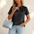 thumbnail image 4 of vigerkar Women's Dressy Business Casual Blouses Short Sleeve Tops Summer Outfits Pleated Work Shirts (Black, XL), 4 of 7