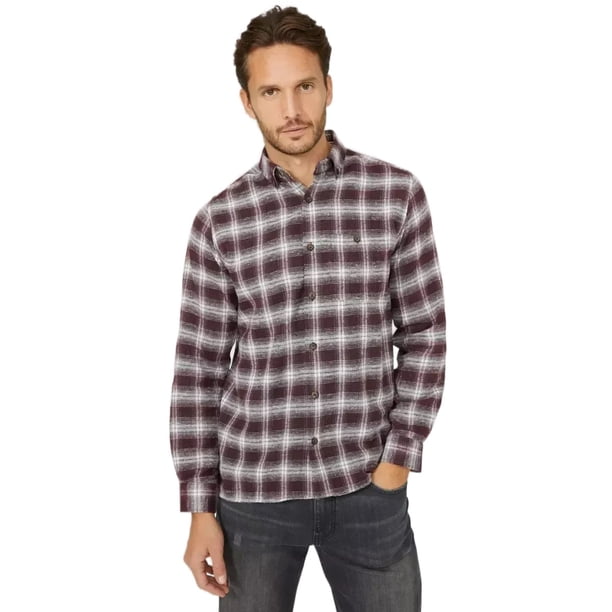 Mantaray - Camisa Cuadro Degradado de Cepillada para Hombre (Rojo Oscuro)