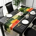 thumbnail image 5 of Green Geometric Table Runner Cotton Linen 108 Inch Holiday Dresser Scarves, Modern Orange Abstract Lines Art Tablerunner for Kitchen Coffee Dining Bedroom Living Room Dinner Scarf Décor 13''x108'', 5 of 9
