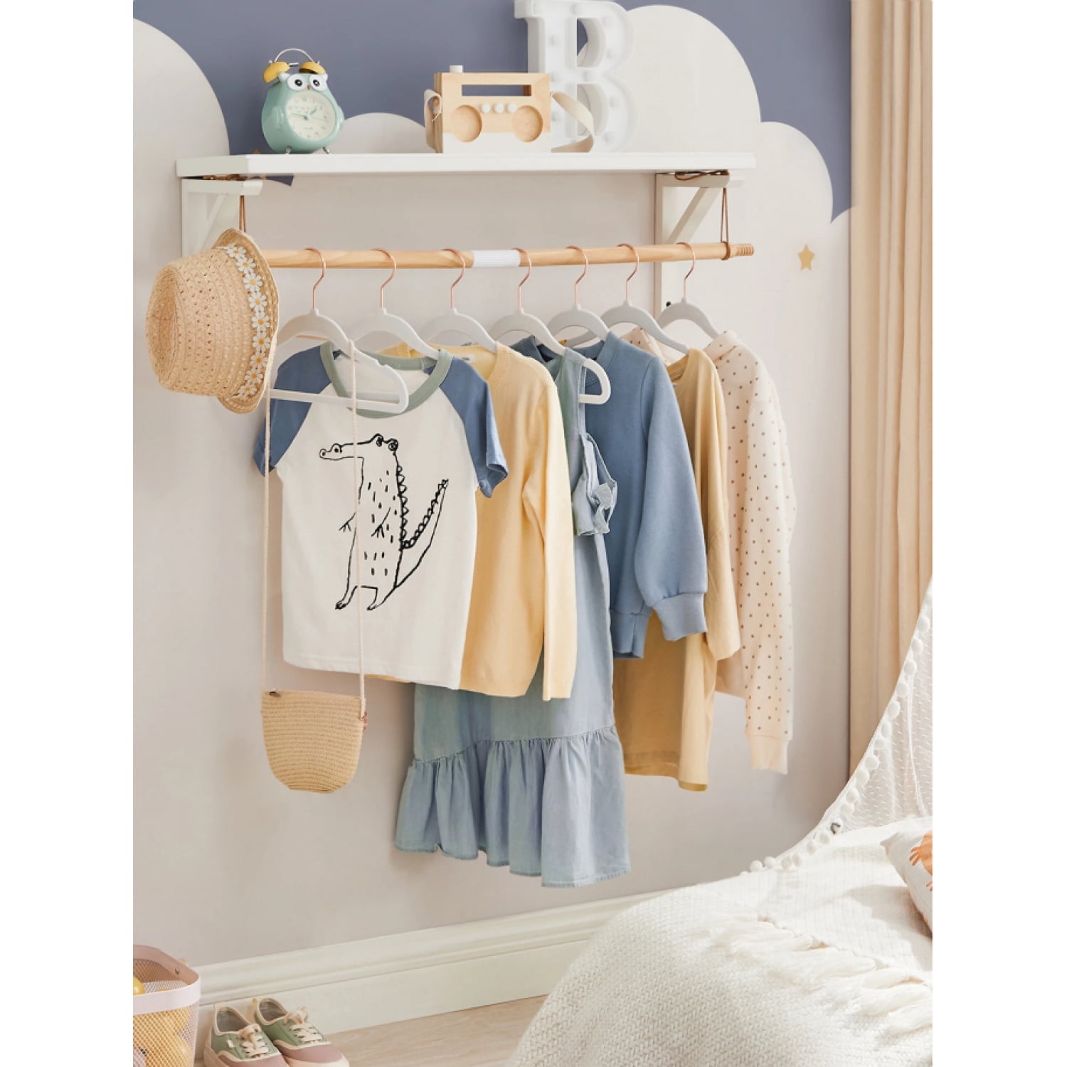 NTGFU Baby Hangers Pack Of 50, Children's Hangers for Closet with Rose Gold Hooks, Premium Velvet Hangers for Nursery, Non-Slip Hangers - White
