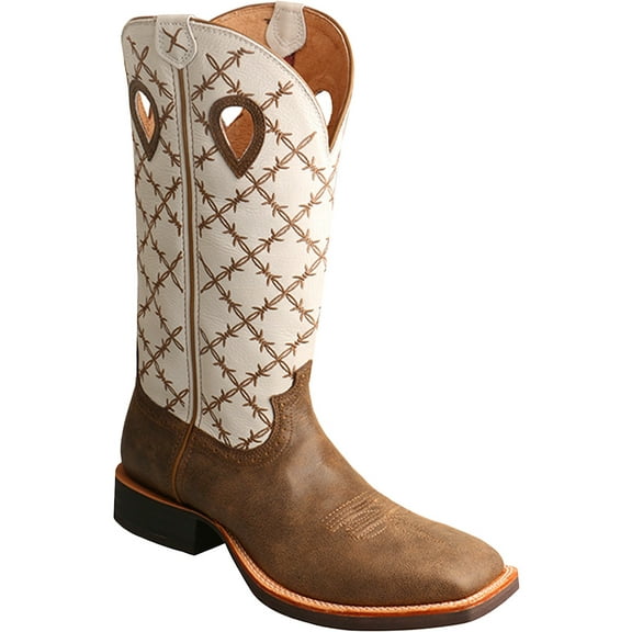 Men's Twisted X MRS0056 Ruff Stock Cowboy Boot Bomber/White Leather 14 D