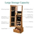 thumbnail image 6 of Best Choice Products 360 Swivel Standing Mirrored Jewelry Cabinet, LED-Lit Makeup Organizer w/ Mirror - Rustic Brown, 6 of 10
