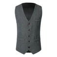 thumbnail image 2 of TMOYZQ Mens Vintage Herringbone Wool Tweed Suit Vest Business Casual V-Neck Sleeveless Slim Dress Waistcoat Tuxedo Vests with Pockets for Wedding Formal Prom, 2 of 6