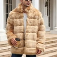 thumbnail image 5 of Lovskoo Mens Winter Coats Faux Fur Jacket Thick Warm Long Sleeve Open Front Cardigan Faux Furry Long Coat Jacket Solid Outerwear Khaki, 5 of 9