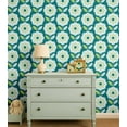 thumbnail image 7 of S4Sassy Peel And Stick Wall Covering, Retro Floral Removable Wallwrap - Green Instant Wall Makeover Mural For Bathroom, Laundry Room, Closet Interior - Self-Adhesive Wallpaper Vinyl -25"X 120", 7 of 7