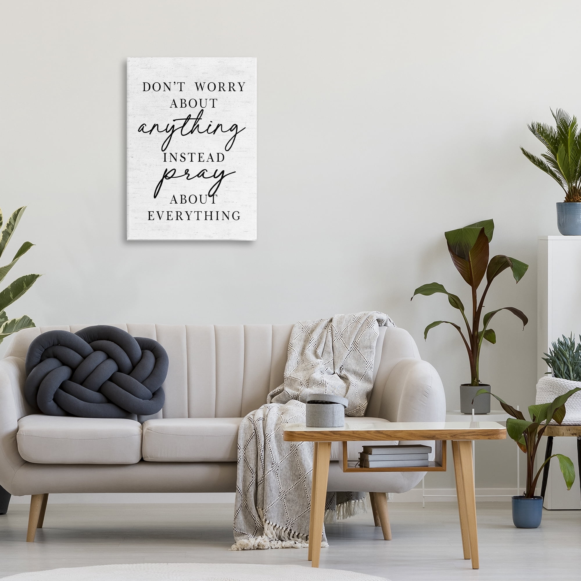 Pray Instead Of Worry Canvas Wall Art, design by Lettered and Lined