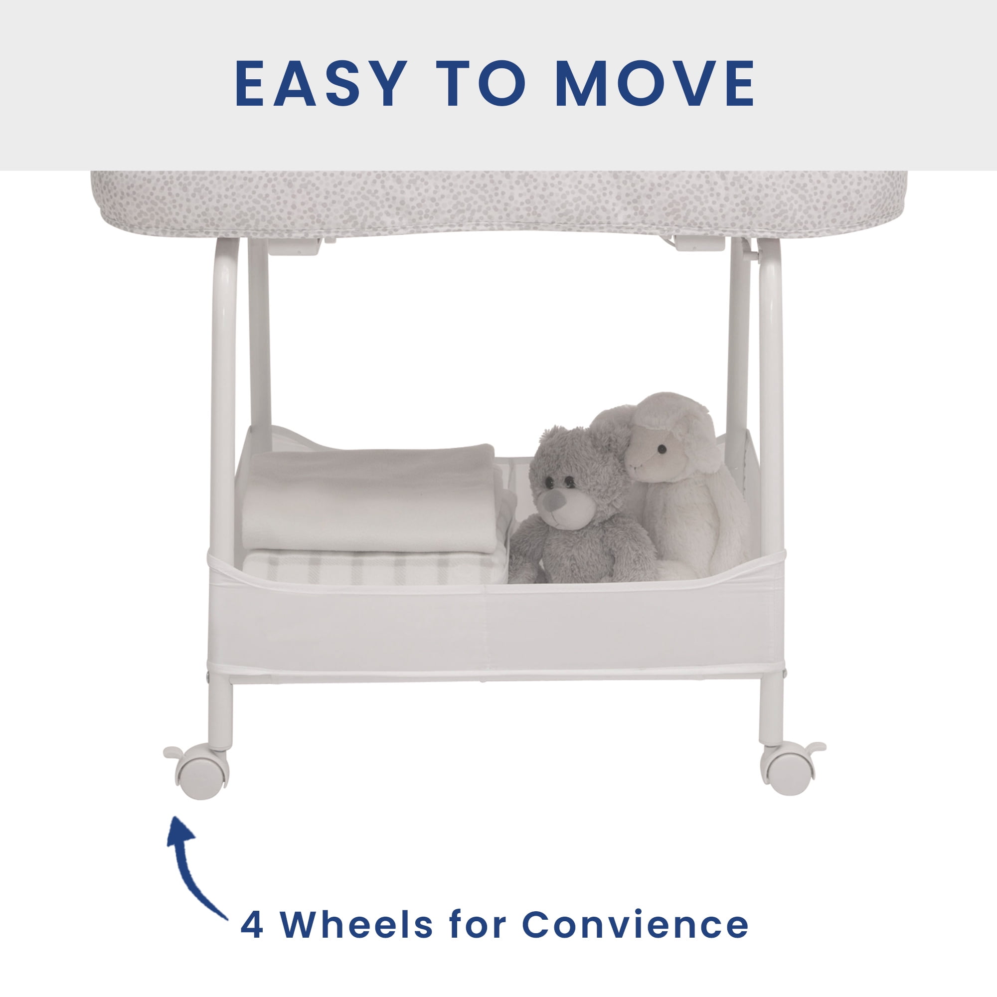 Delta Children SmartSleep Auto Glide Bassinet with Bluetooth, Alloy