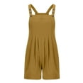 thumbnail image 5 of UYISJ Women's Short Rompers Summer Casual Sleeveless Adjustable Strap Loose Fit Short Cotton Overalls Jumpsuit with Pockets Yellow L, 5 of 7