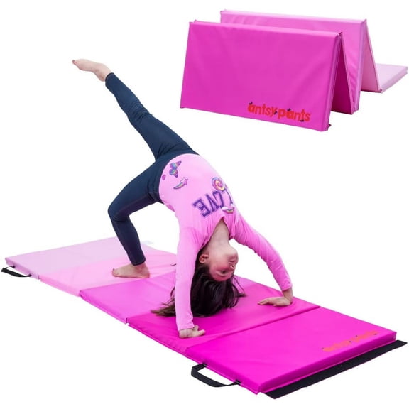 Antsy Pants Tumbling Mat – Gymnastics Mat, Easy to Clean, Sturdy, Foldable Tumbling Mat for Kids, Padded, Portable, Carrying Handle, Gymnastics Equipment for Activity Play, Pink Ombre