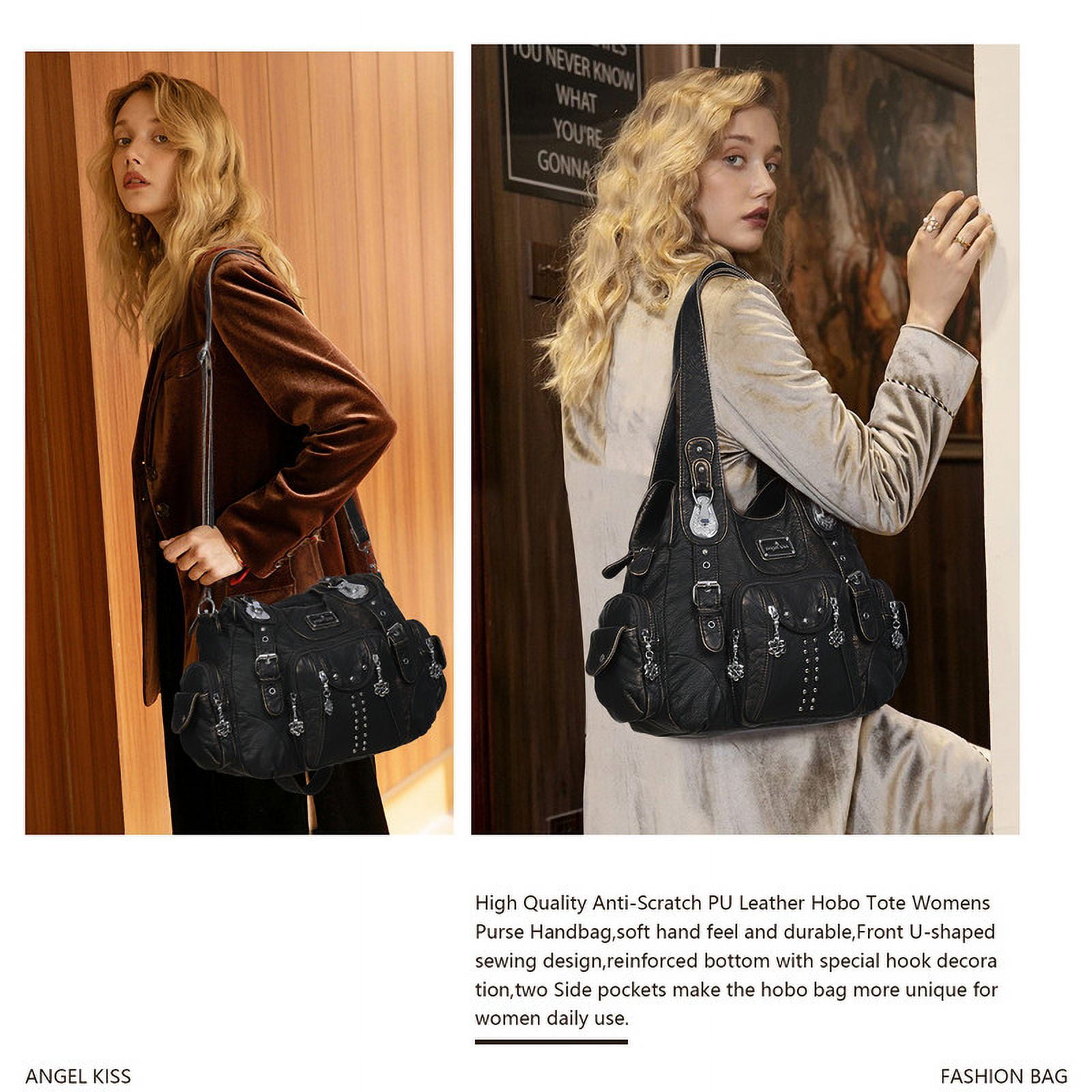 Angel Kiss for Women Large capacity Vegan Leather wallet and Handbags Crossbody Purses Multi pocket shoulder bag