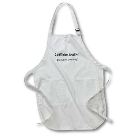 

3dRose 21 915 days together who’s counting - Full Length Apron 24 by 30-inch White With Pockets