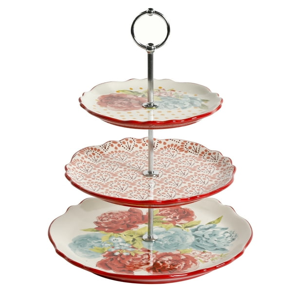 The Pioneer Woman Blossom Jubilee 3 Tier Serving Tray Walmart Com Walmart Com