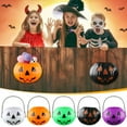 thumbnail image 4 of MOQIN Foldable Halloween Pumpkin Bucket,Plastic Candy Collection Bag with Handle, Collapsible Treat Container, Portable Party Favor Holder, Halloween Outdoor Indoor Decor Prop,Medium, 4 of 8
