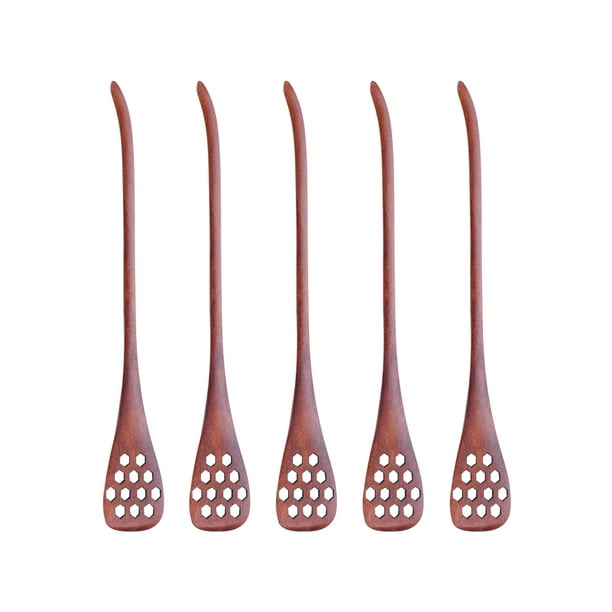 EeaseMX 5 cucharas de madera huecas para remover miel, estilo japonés, con diseño de panal, separadores de huevos y mezcladores (color de pintura)