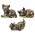 thumbnail image 1 of 3pcs Miniature Brass Cat Figurine Brass Cat Statue Brass Animal Figurine Brass Car Tea Pet, 1 of 4