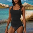 thumbnail image 2 of UTSJKR 2 Piece Swimsuits for Women Tummy Bathing Suit Top with Bikini Shorts Control Front Cross Bathing Suits Swimsuits Black S, 2 of 6