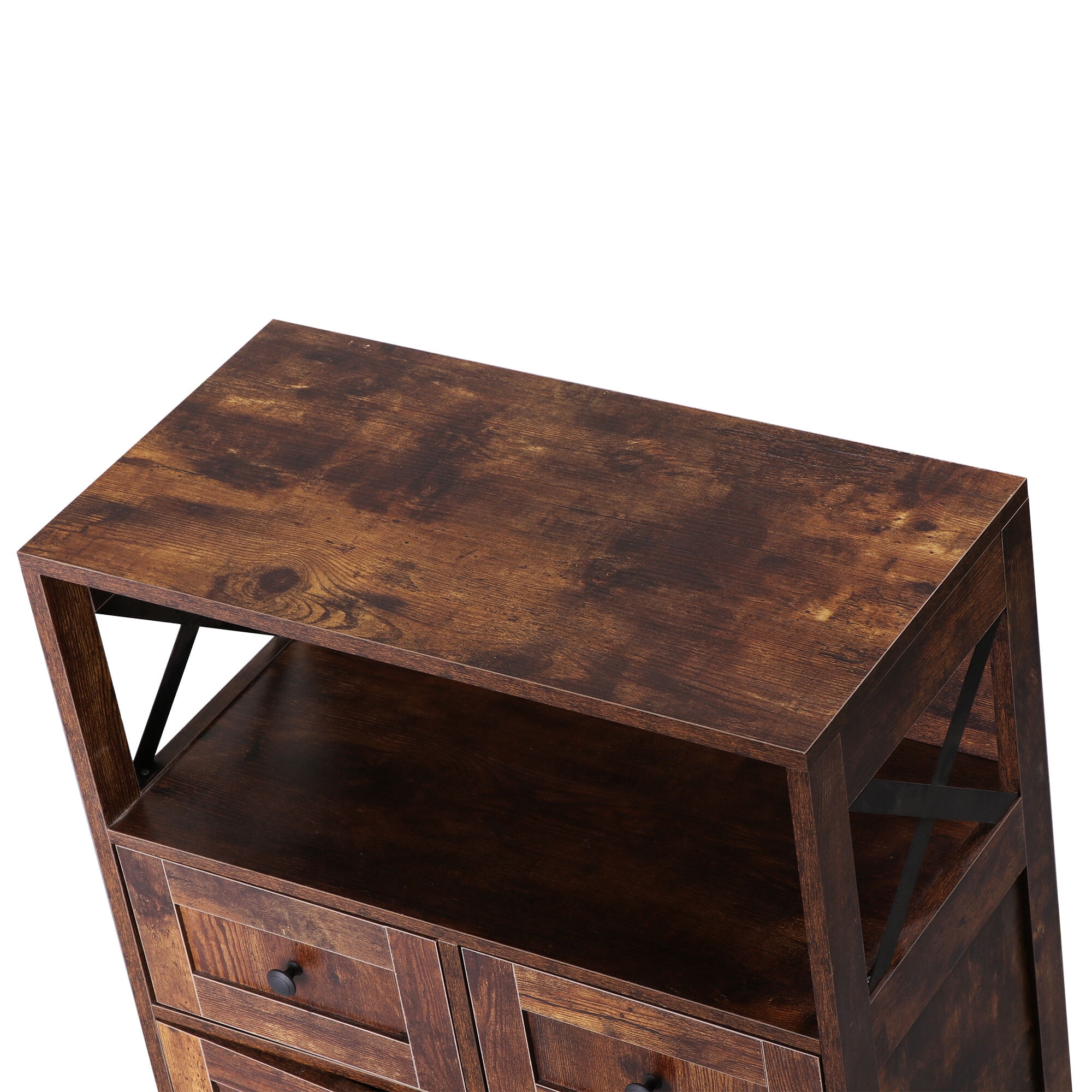 ZENSTYLE Storage Cabinet with 2 Drawers Durable Storage Organizer Floor Cupboard Home Decor Brown