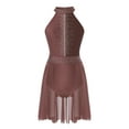 thumbnail image 4 of Aislor Women's Lyrical Dress Sleeveless Color Block Chiffon Skirted Leotard Contemporary Dance Coffee L, 4 of 7