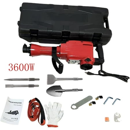 

WhizMax Demolition Jack Hammer Concrete Breaker 3600W With 4pcs Chisels Bit Set